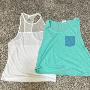 White and Teal Tank Tops